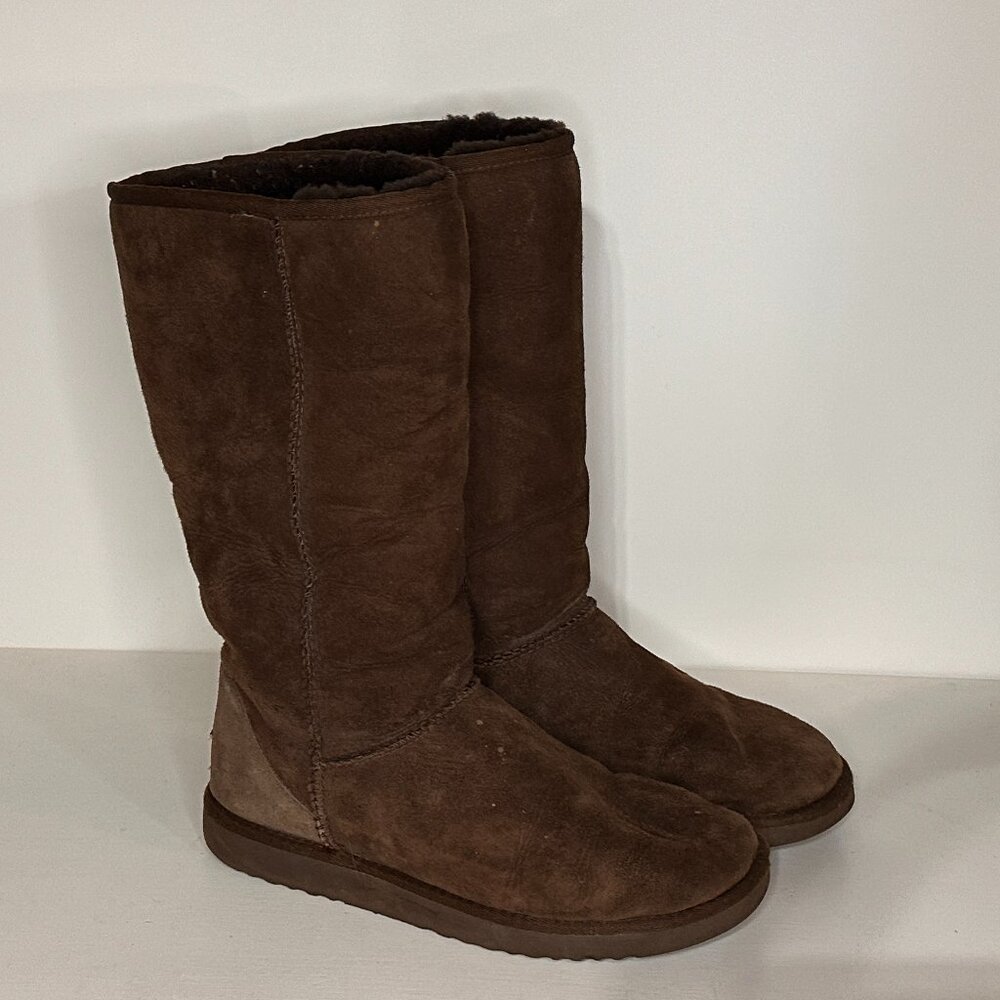 Ugg (5815) Classic Tall Dark Brown Suede Fur Lined Boots Women Size 9